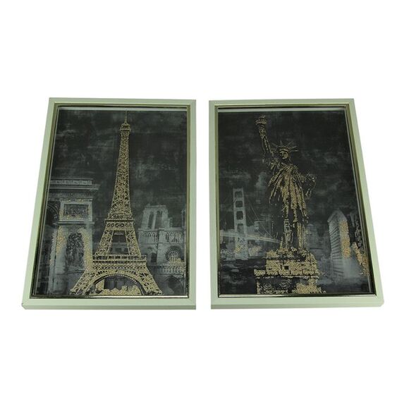 Set of 2 Paris and New York City Adventure Framed Art Prints